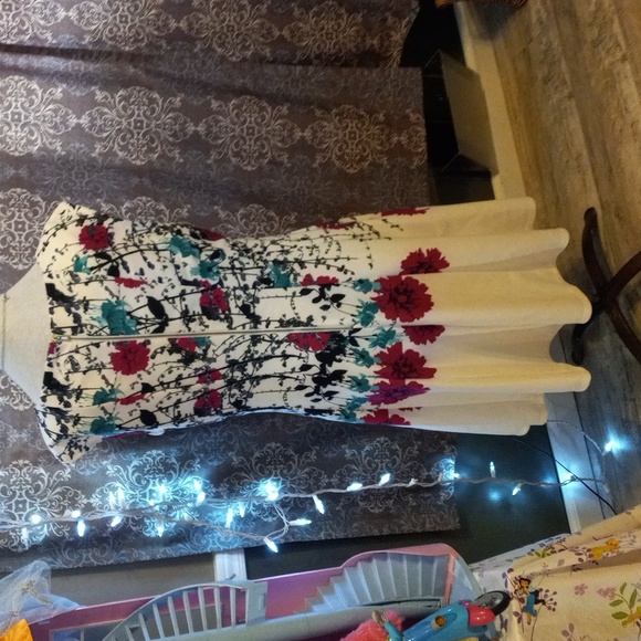 Beautiful fuchsia and teal abstract Daisy tank skater dress - Picture 3 of 5